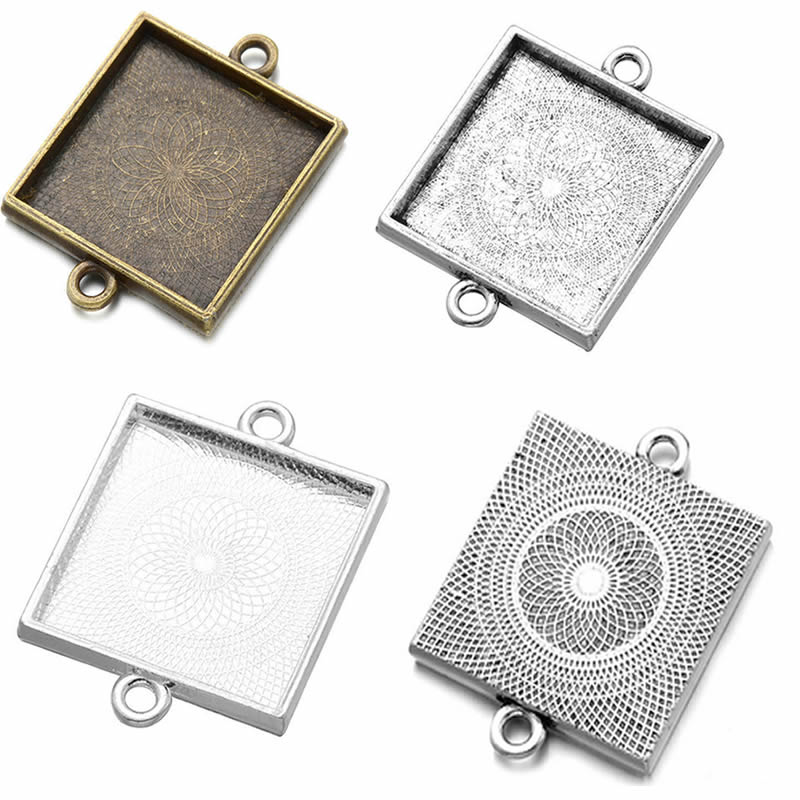 Bezels Set Pendant - Onebeading Fit 25x25mm cabochon quadrati cameo