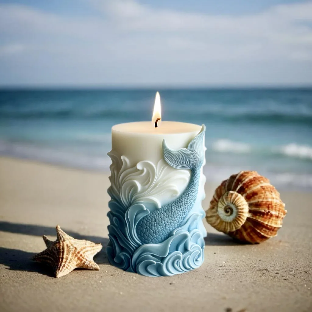 Resin Ocean Wave Mold - 2024 onda dell'oceano schiuma candela cilindrica