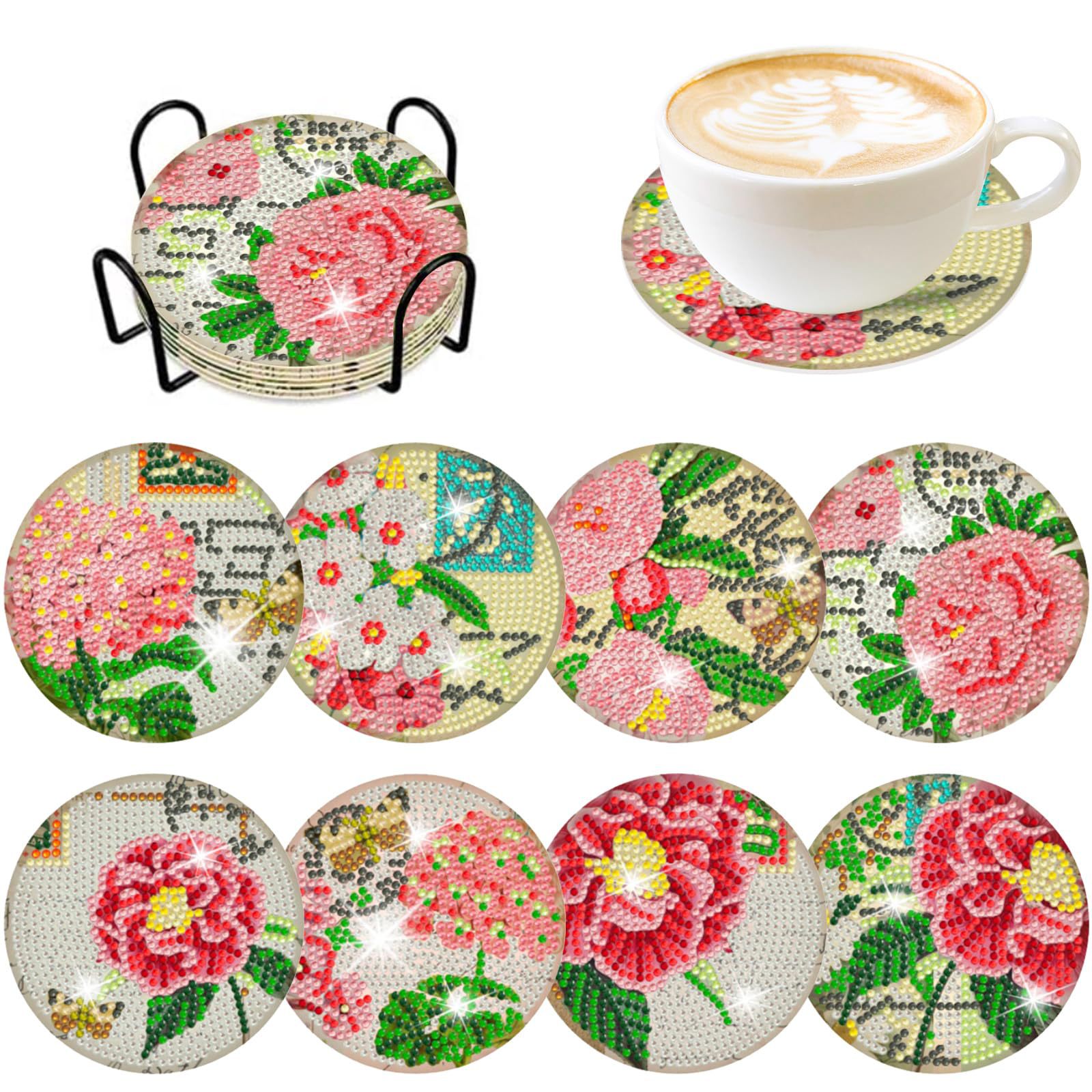 Resin Craft For Beginners - RUOPOTY 8 pz/set pittura diamante sottobicchieri
