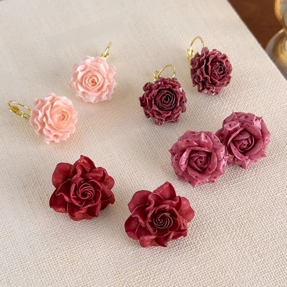 Flower Preservation Resin - Orecchini a Gancio con Rose Artificiali