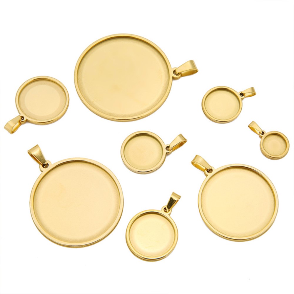 Bezels Set Pendant - 5 pz/lotto in acciaio inox rotondo
