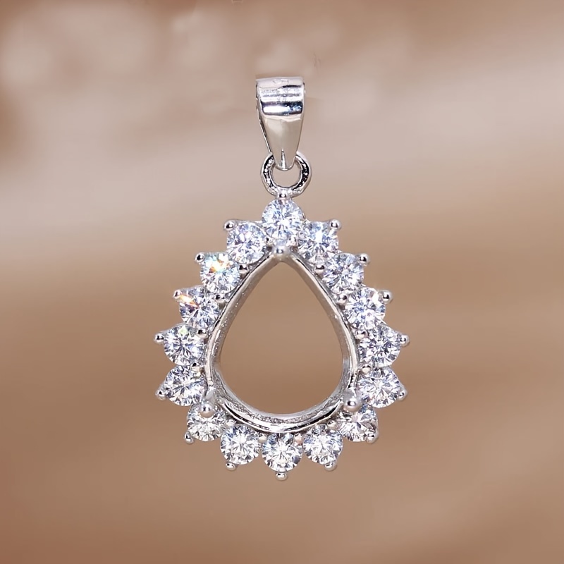 Bezels Set Pendant - 1pc rosa dorato argentato a goccia