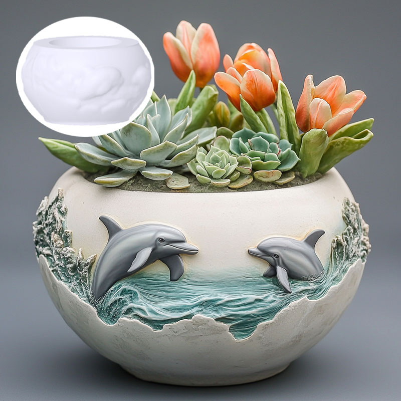 Coppia delfino rilievo pianta  - Resin Ocean Wave Mold recensione e prezzo