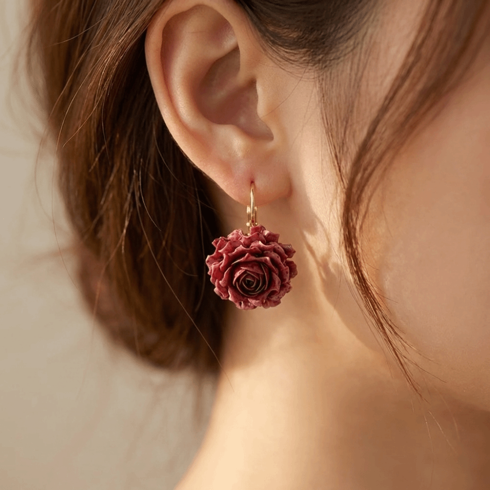 Orecchini a Gancio con Rose Ar - Flower Preservation Resin recensione e prezzo